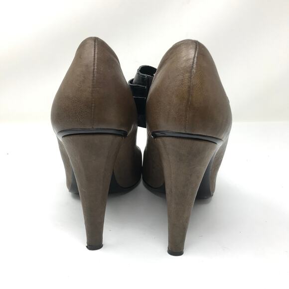 7 For All Mankind Women's Size 10 Mary Jane Pumps Leather Pointed Toe Brown Blk - Picture 5 of 8